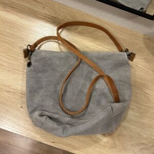 Gray Canvas Shoulder Bag
